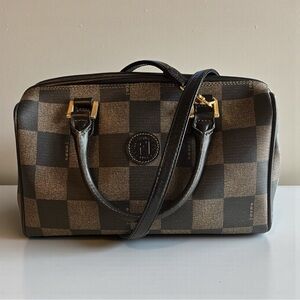 Fendi Vintage Checkered Boston Satchel w/Strap | Dust Bag + COA